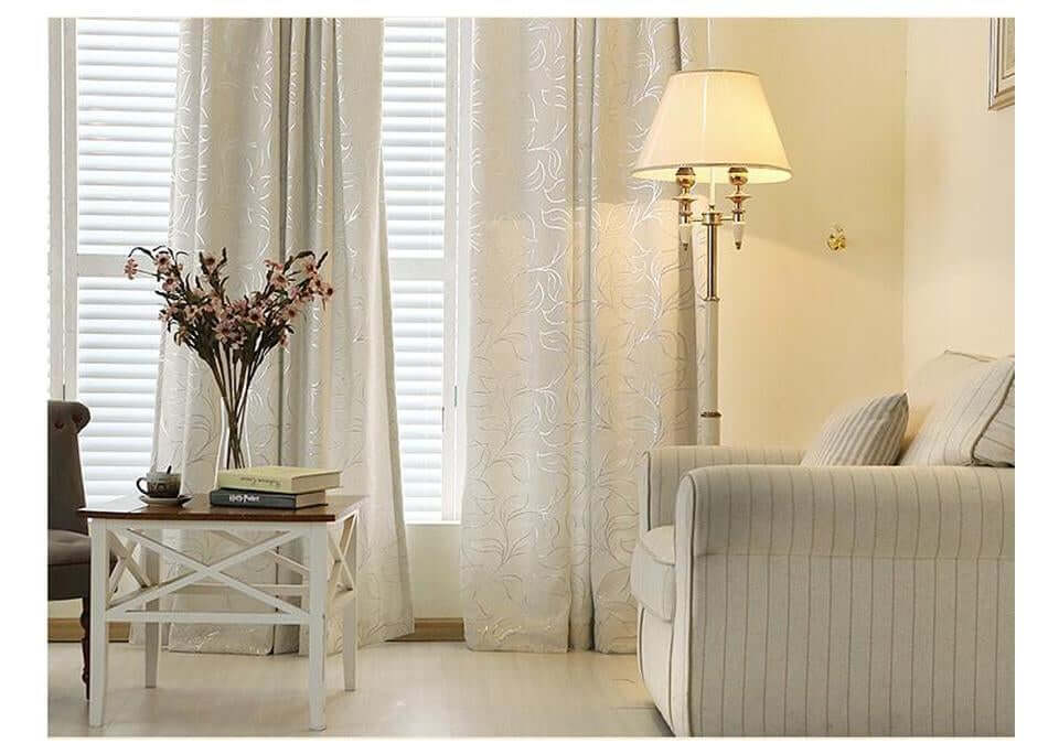 Chenille Jacquard Window Curtains With Matching Lace Curtains Ivory - NOFRAN