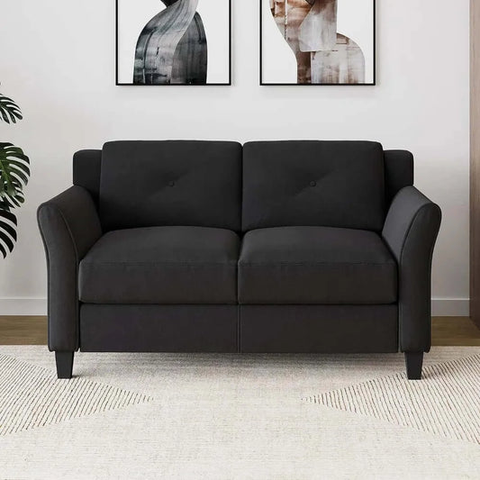 2-Seater Living Room Sofa, Black-Living Room Sofa-NOFRAN Furniture