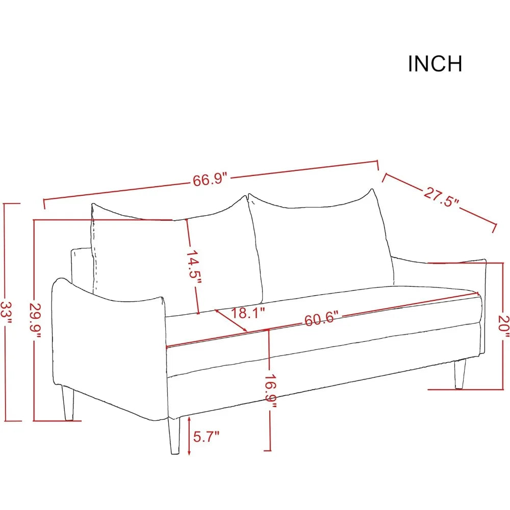 Upholstered 2-Seater Living Room Sofa