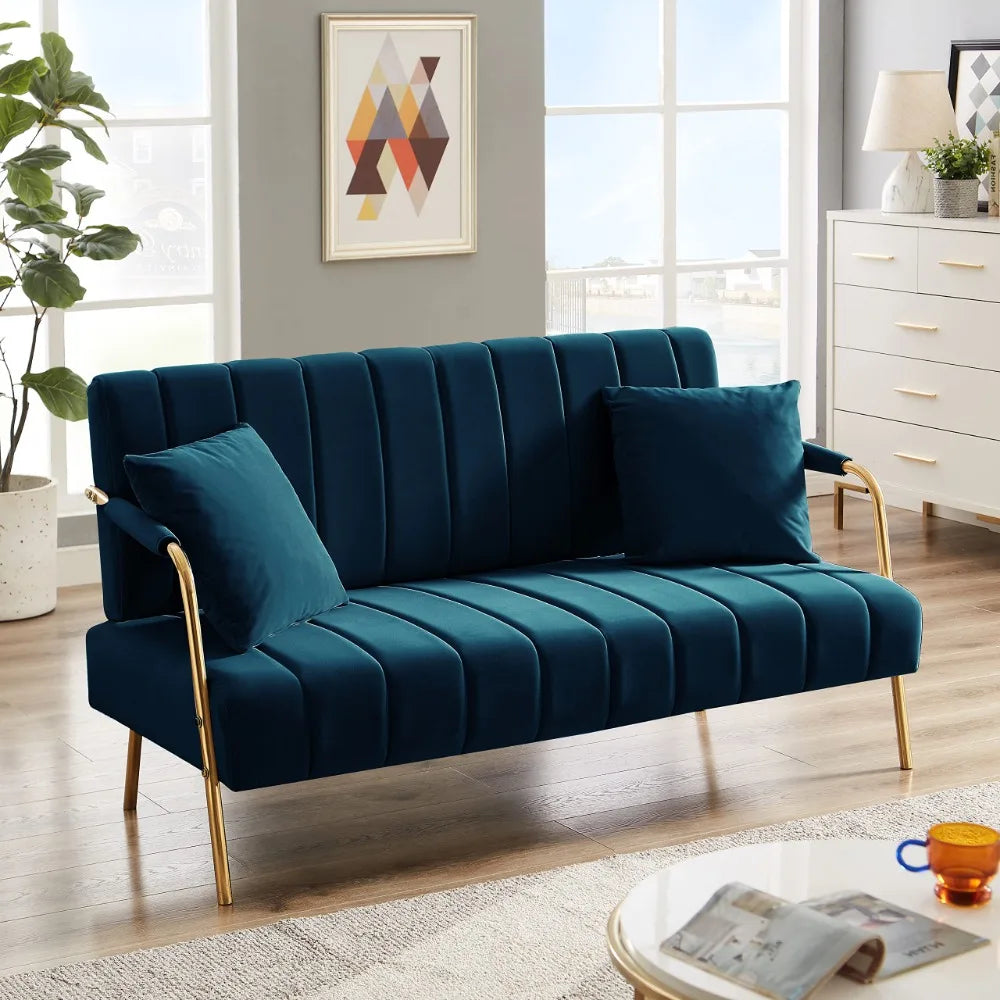 Upholstered Velvet Futon 2-Seater Living Room Sofa-Living Room Sofa-NOFRAN Furniture