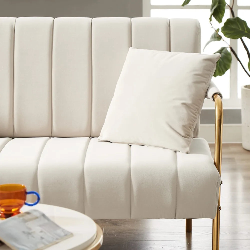 Upholstered Velvet Futon 2-Seater Living Room Sofa-Living Room Sofa-NOFRAN Furniture