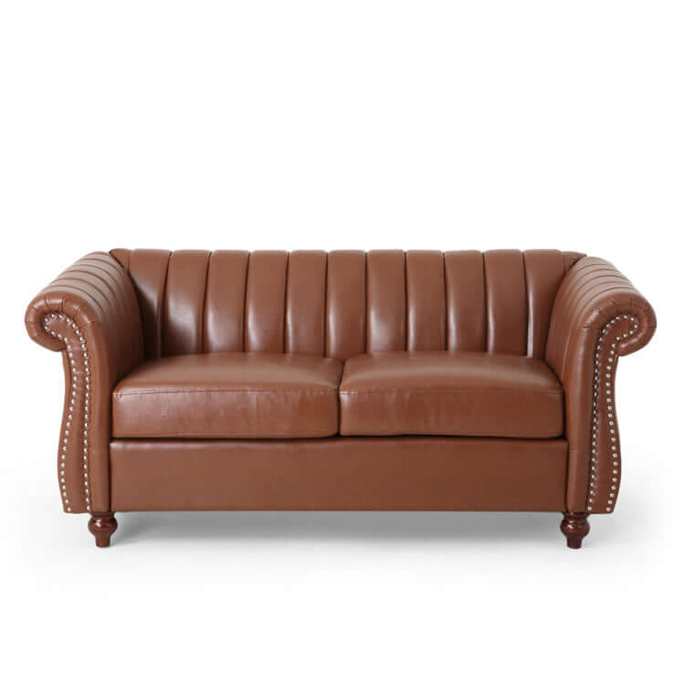 Leather Sofa with Nail head Trim-Leather Sofa-NOFRAN