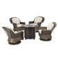 Outdoor Furniture Set - 4-Seater Wicker Swivel Chair and Fire Pit-Wicker Chairs-NOFRAN