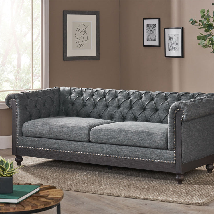 Tufted Fabric 3-Seater Chesterfield Sofa-Chesterfield Sofa-NOFRAN