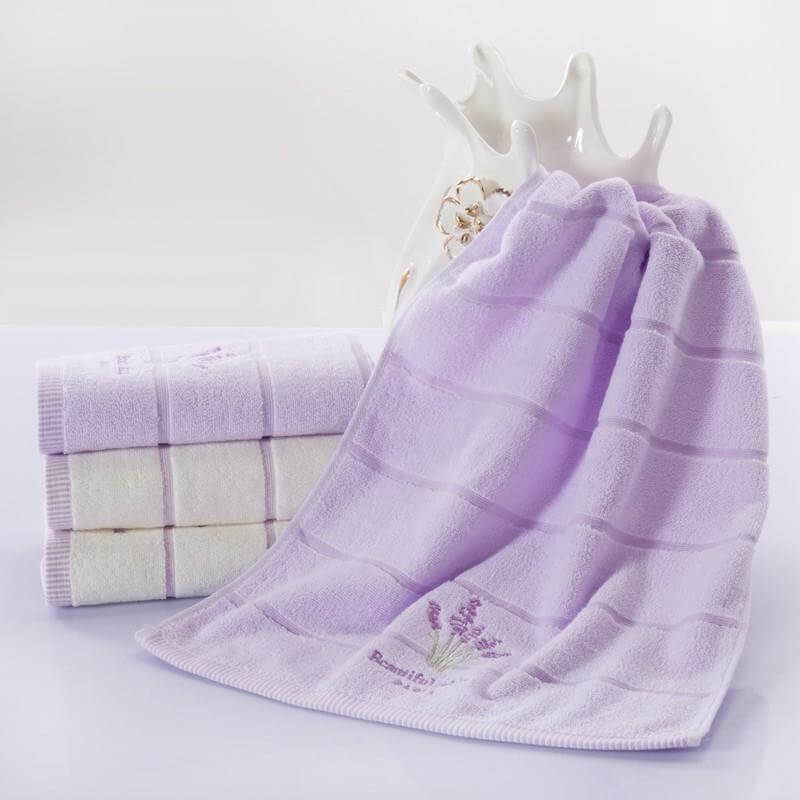 Bath Towels 3-Piece Set Towels Embroidery Lavender - NOFRAN