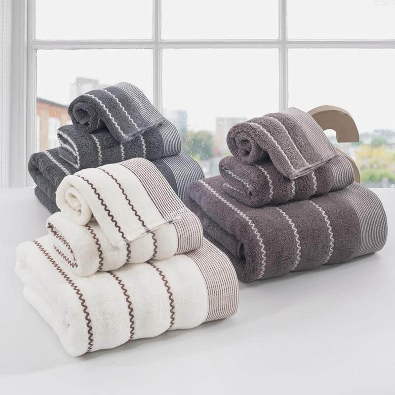 Bath Towels 3-Pieces Cotton Towel Set Bath Towel - NOFRAN