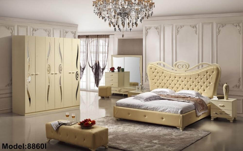 Bedroom Furniture Set, Baroque Nightstand, Bed, Dresser, Bench, - NOFRAN