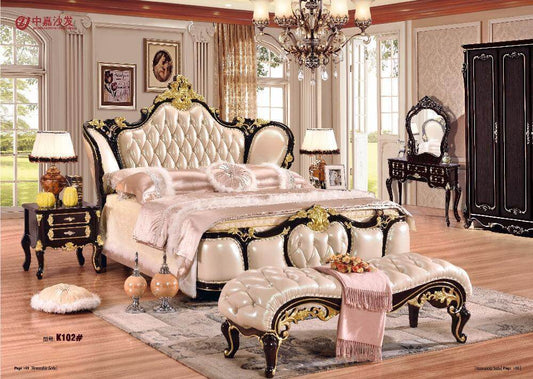 Bedroom Furniture Set, European Style Bed, Nightstands, Dresser - NOFRAN