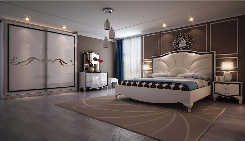 Bedroom Furniture Set King Size Bed, Nightstand, Wardrobe, Dresser - NOFRAN