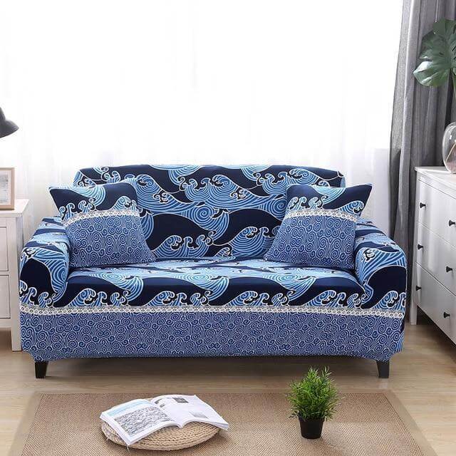 Blue Stretch Sofa Cover - NOFRAN