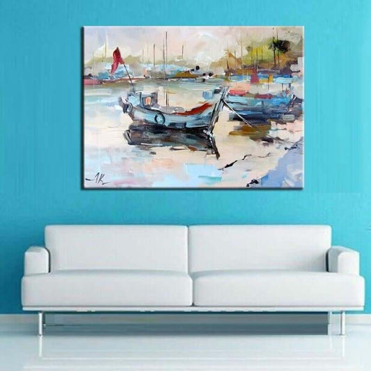 Boats Canvas Wall Art, Oil Painted - NOFRAN