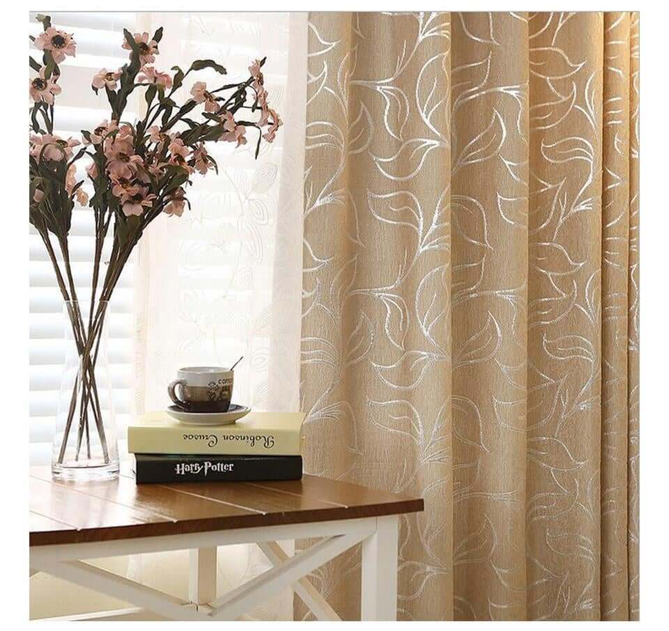 Chenille Jacquard Window Curtains With Matching Lace Curtains Amber - NOFRAN