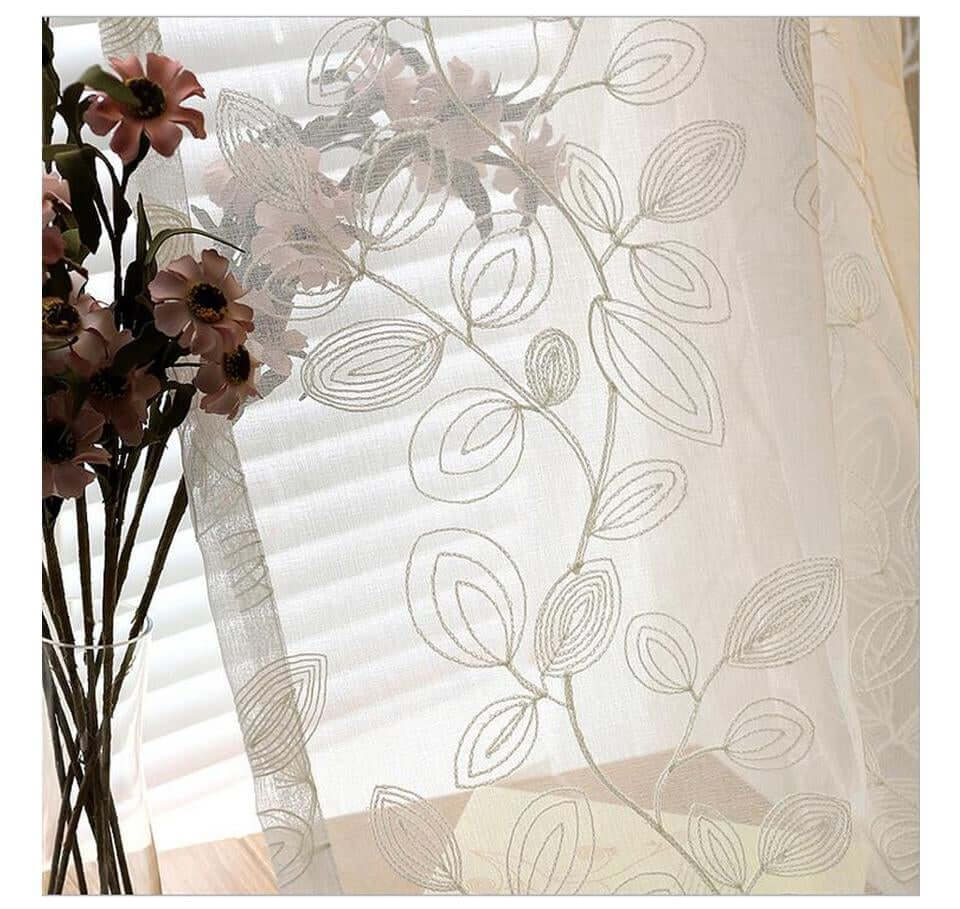 Chenille Jacquard Window Curtains With Matching Lace Curtains Amber - NOFRAN