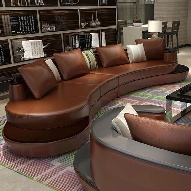 Curved Living Room Leather Sofa - NOFRAN
