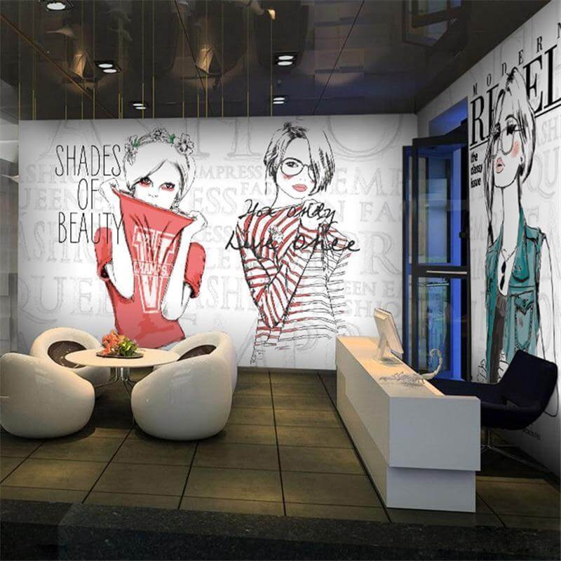 Fashion Girl Shop Mural Wallpaper - NOFRAN