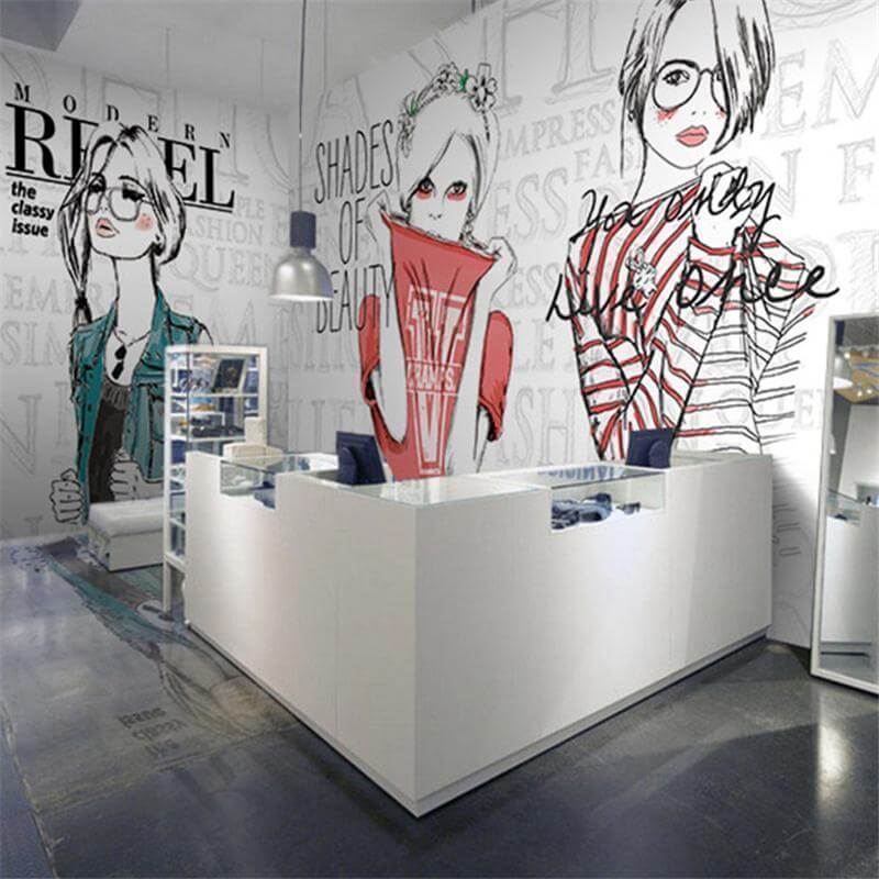 Fashion Girl Shop Mural Wallpaper - NOFRAN