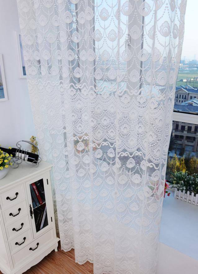 Feather Tulle Door Window Curtain White - NOFRAN