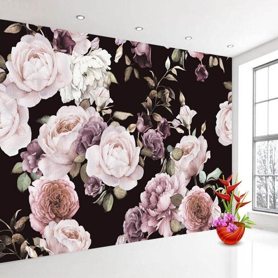 Floral Mural Wallpaper, Roses - NOFRAN