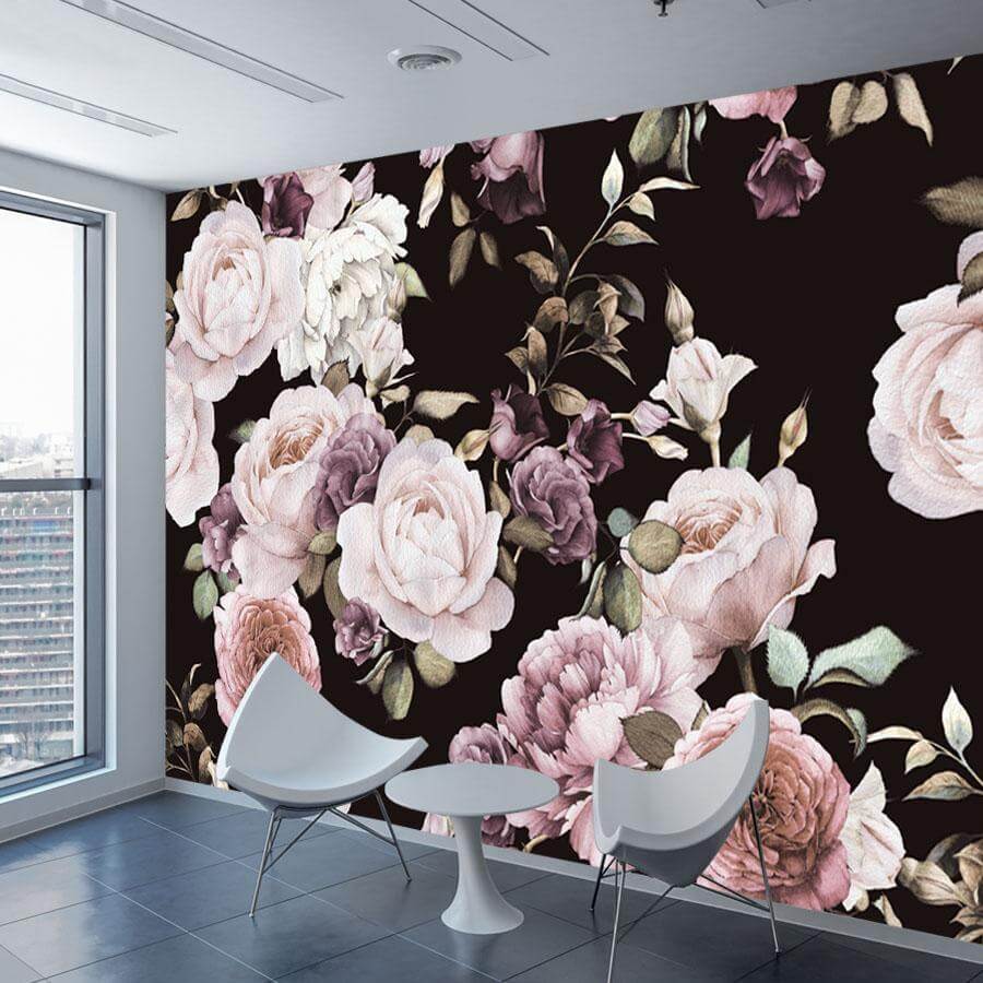 Floral Mural Wallpaper, Roses - NOFRAN