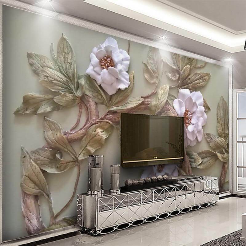 Flower Tree Mural Wallpaper - Embossed - NOFRAN