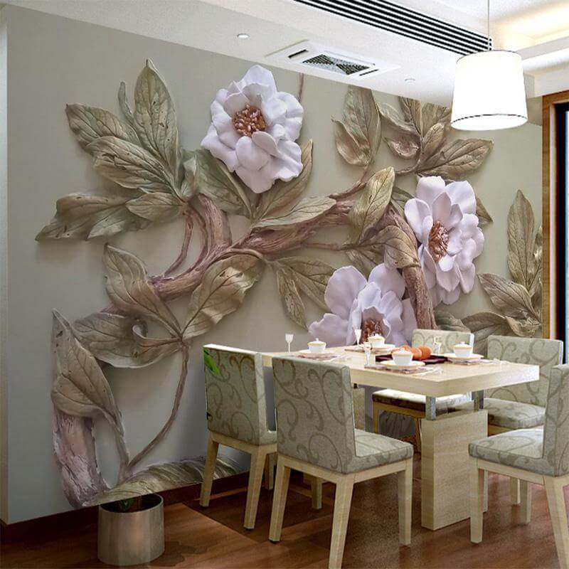 Flower Tree Mural Wallpaper - Embossed - NOFRAN