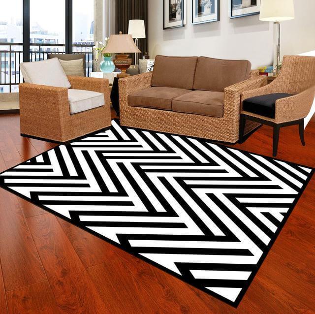 Geormetric Carpets Living Room Carpet Black White - NOFRAN