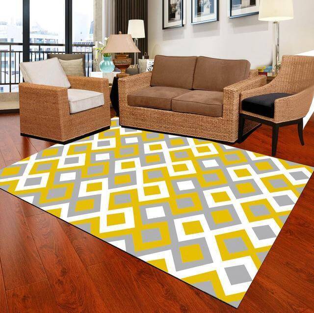 Geormetric Carpets Living Room Carpet Yellow Grey - NOFRAN