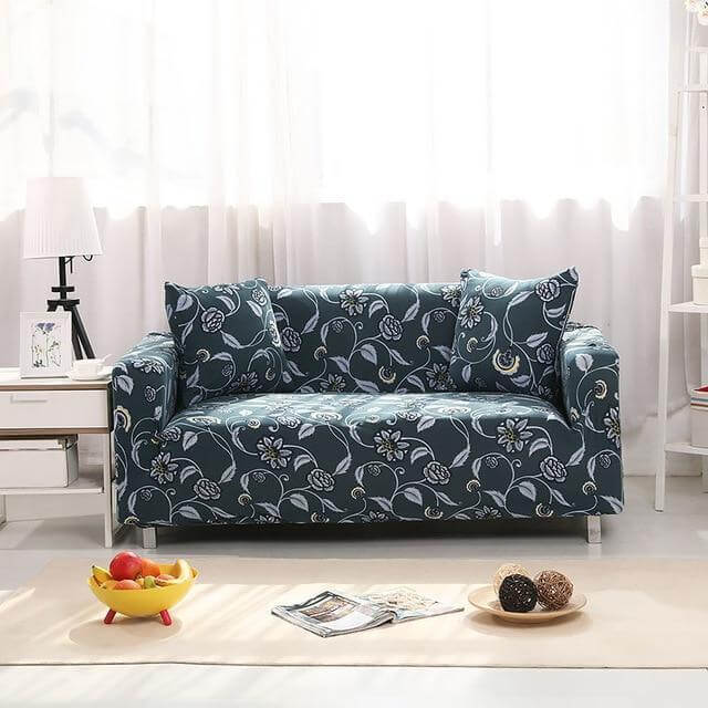 Green Floral Stretch Sofa Cover - NOFRAN