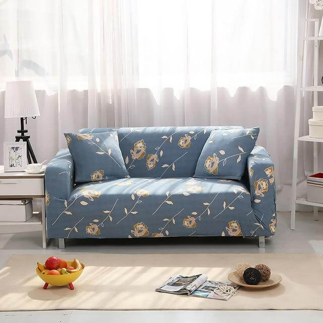 Grey Floral Sofa Cover - NOFRAN