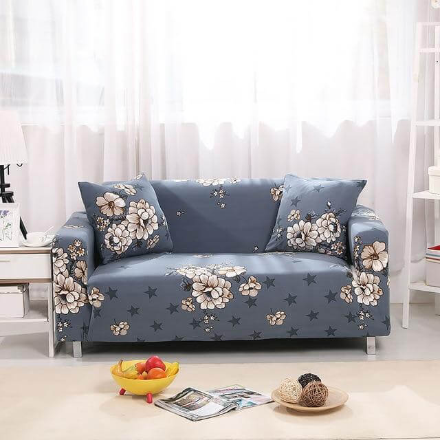 Grey Floral Sofa Cover - NOFRAN