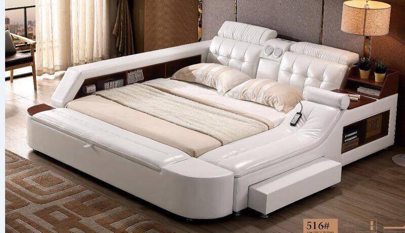 Leather Bed With Speakers - NOFRAN
