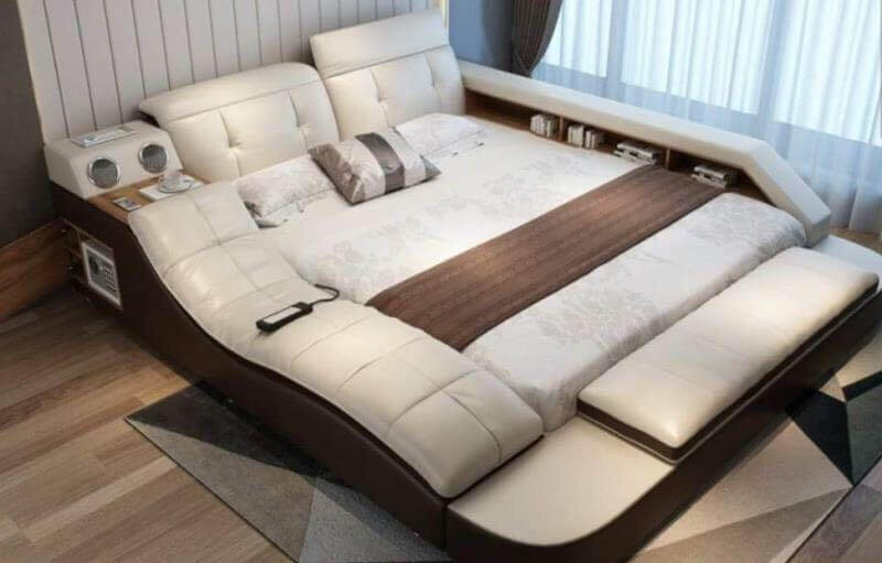 Leather Bed With Speakers - NOFRAN