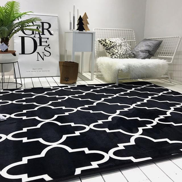 Living Room Carpet Anti-Slip Black Beige Carpet - NOFRAN
