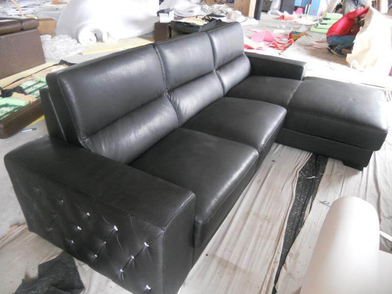 Living Room Furniture, Genuine Leather Sofa Sectional, Black - NOFRAN
