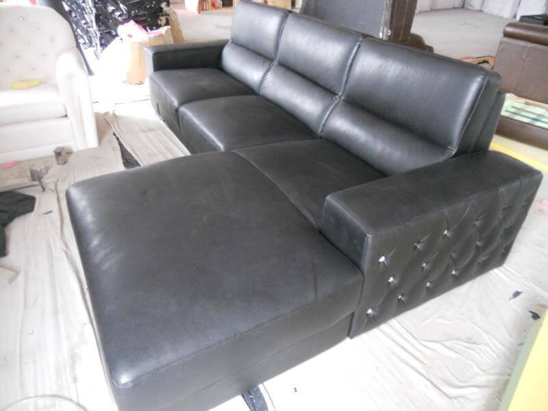 Living Room Furniture, Genuine Leather Sofa Sectional, Black - NOFRAN