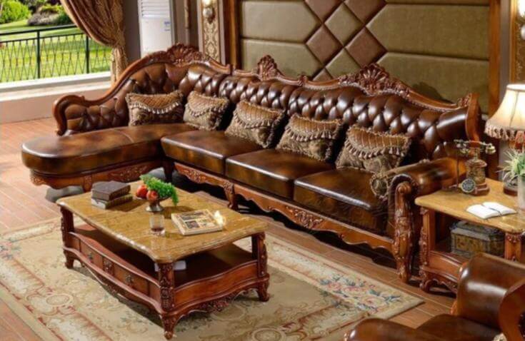 Living Room Furniture, L-Shape Sofa, Leather - NOFRAN