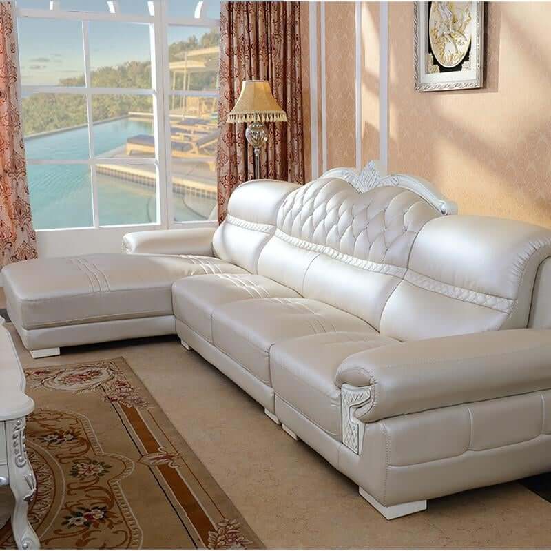 Living Room Furniture, Leather Corner L-Shape Sofa - NOFRAN