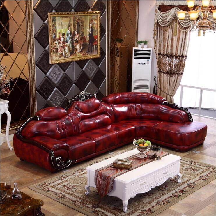Living Room Furniture, Leather L-Shape Sofa Set - NOFRAN