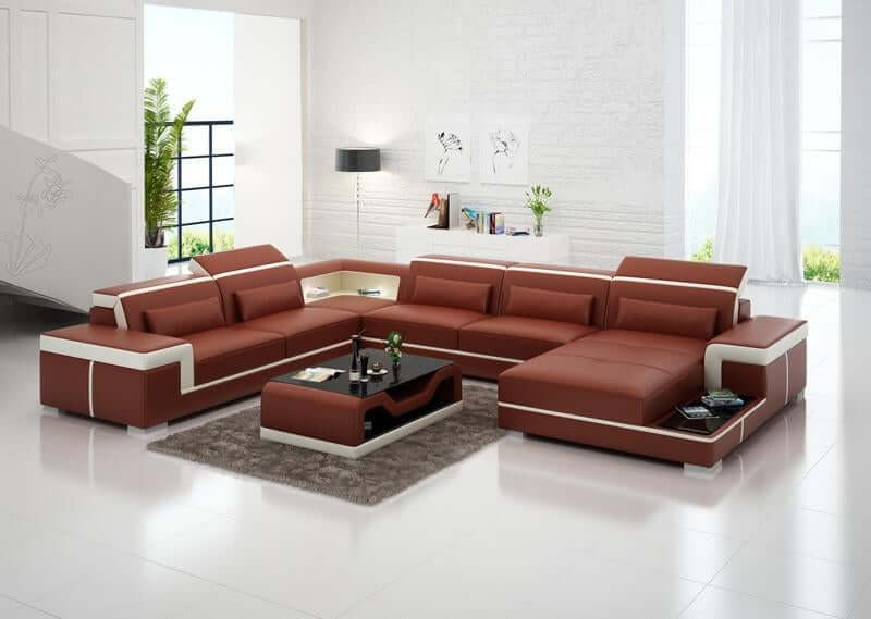Living Room Furniture, Leather Living Room Sofa Set & Coffee Table - NOFRAN