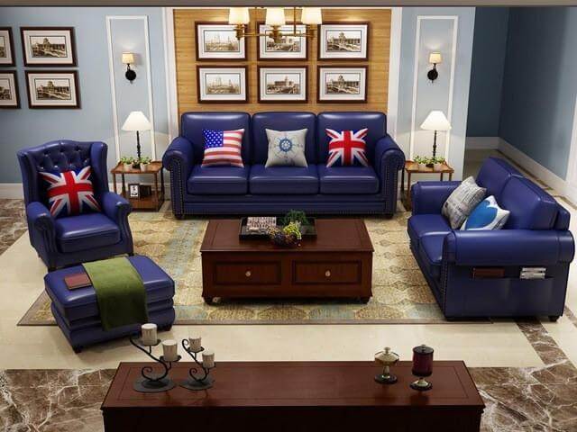Living Room Furniture, Leather Sofa Set & Ottoman - NOFRAN