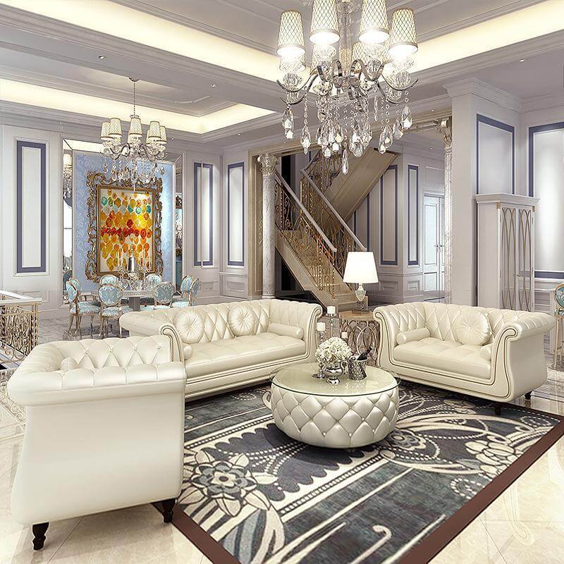 Living Room Furniture, Living Room Sofa Set, White - NOFRAN