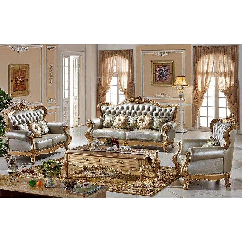 Living Room Furniture, Luxury Style Sofa Set, Grey - NOFRAN