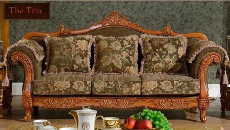 Living Room Furniture Set, Vintage Floral Sofa Set, Green - NOFRAN