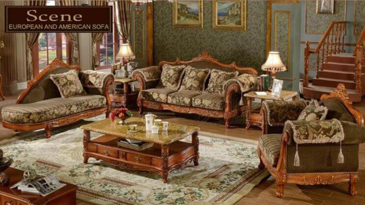 Living Room Furniture Set, Vintage Floral Sofa Set, Green - NOFRAN