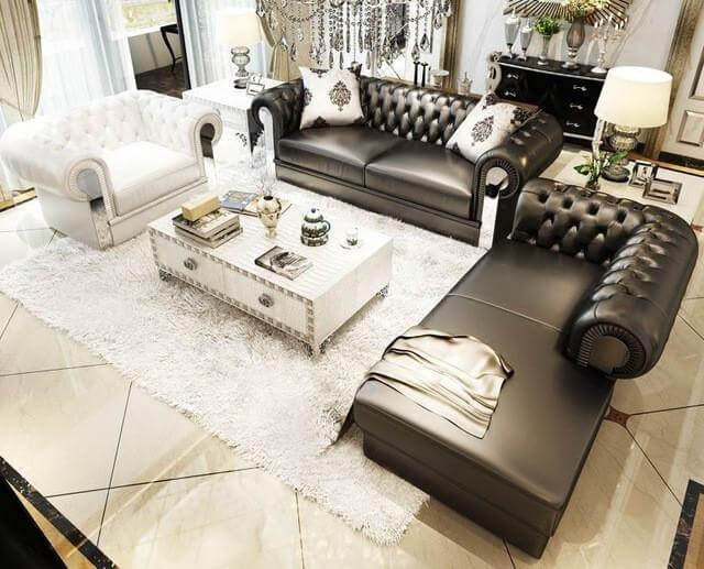 Livingroom Furniture, 3 Piece Leather Sofa Set - NOFRAN