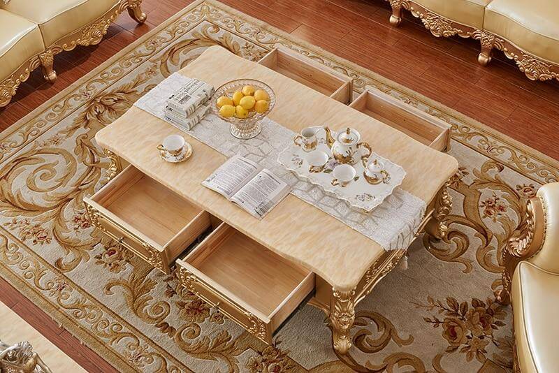 Luxury Gold Marble Top End Table - NOFRAN
