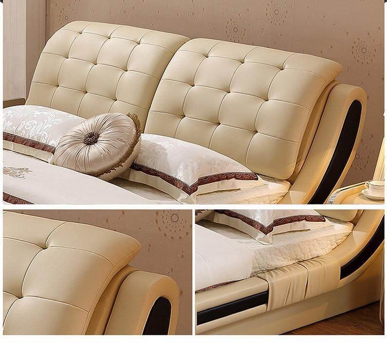 Palm Pearl Leather Bed - NOFRAN