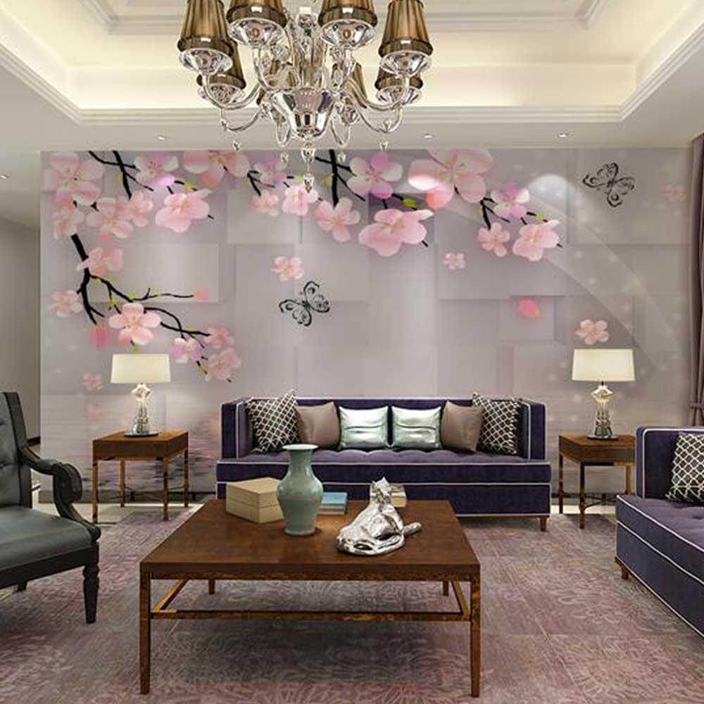 Pink Flower Mural Wallpaper - NOFRAN