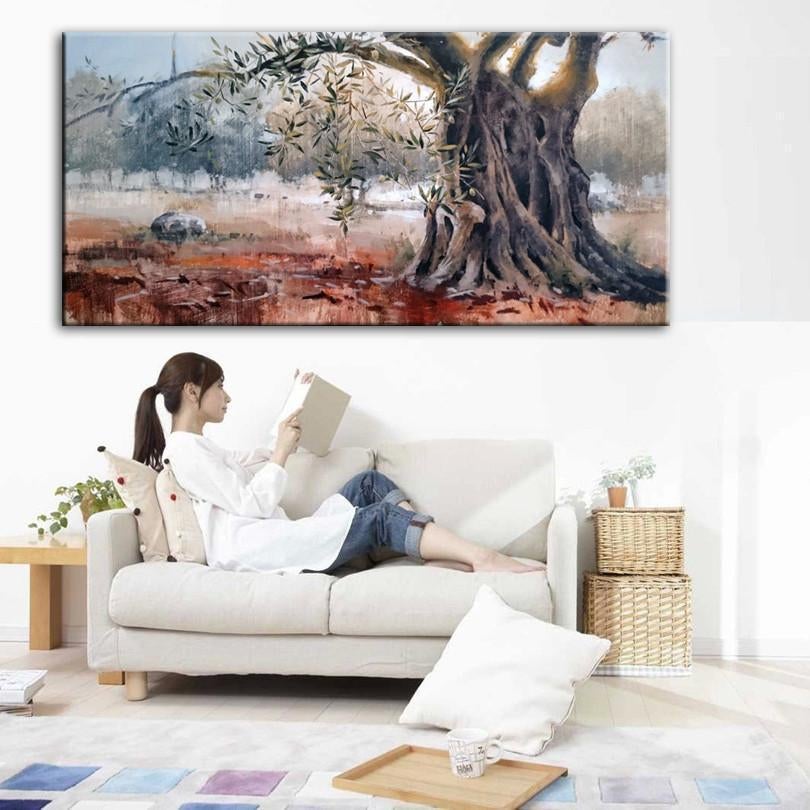 Tree Painting, Handmade Living Room Mural Art Canvas - NOFRAN