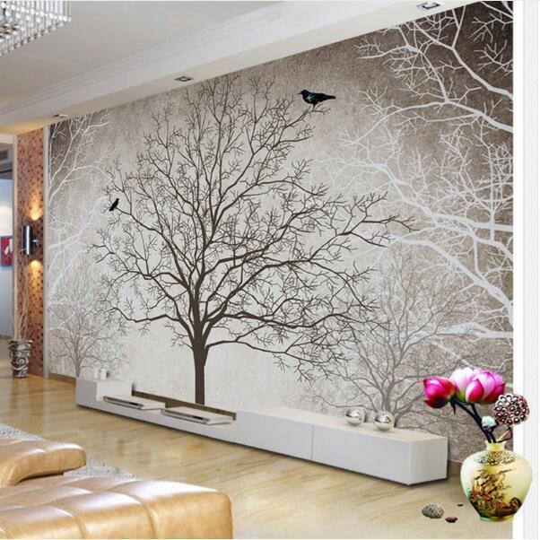 Tree With Birds Mural Wallpaper - NOFRAN